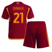 AS Roma Paulo Dybala #21 Hjemmebanetrøje Børn 2023-24 Kortærmet (+ Korte bukser)