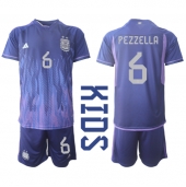 Argentina German Pezzella #6 Udebanetrøje Børn VM 2022 Kortærmet (+ Korte bukser)