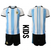Argentina Hjemmebanetrøje Børn VM 2022 Kortærmet (+ Korte bukser)