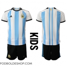 Argentina Hjemmebanetrøje Børn VM 2022 Kortærmet (+ Korte bukser)