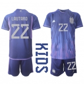 Argentina Lautaro Martinez #22 Udebanetrøje Børn VM 2022 Kortærmet (+ Korte bukser)