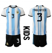 Argentina Nicolas Tagliafico #3 Hjemmebanetrøje Børn VM 2022 Kortærmet (+ Korte bukser)