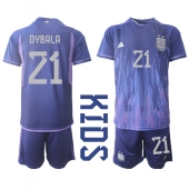 Argentina Paulo Dybala #21 Udebanetrøje Børn VM 2022 Kortærmet (+ Korte bukser)