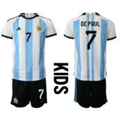 Argentina Rodrigo de Paul #7 Hjemmebanetrøje Børn VM 2022 Kortærmet (+ Korte bukser)