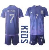 Argentina Rodrigo de Paul #7 Udebanetrøje Børn VM 2022 Kortærmet (+ Korte bukser)
