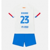 Barcelona Jules Kounde #23 Udebanetrøje Børn 2023-24 Kortærmet (+ Korte bukser)