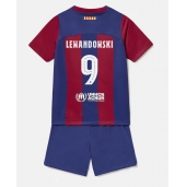 Barcelona Robert Lewandowski #9 Hjemmebanetrøje Børn 2023-24 Kortærmet (+ Korte bukser)
