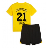 Borussia Dortmund Donyell Malen #21 Hjemmebanetrøje Børn 2023-24 Kortærmet (+ Korte bukser)