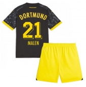 Borussia Dortmund Donyell Malen #21 Udebanetrøje Børn 2023-24 Kortærmet (+ Korte bukser)