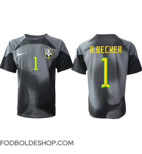 Brasilien Alisson Becker #1 Målmand Hjemmebanetrøje VM 2022 Kortærmet