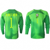 Brasilien Alisson Becker #1 Målmand Udebanetrøje VM 2022 Langærmet