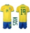 Brasilien Antony #19 Hjemmebanetrøje Børn VM 2022 Kortærmet (+ Korte bukser)