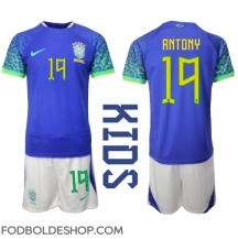 Brasilien Antony #19 Udebanetrøje Børn VM 2022 Kortærmet (+ Korte bukser)