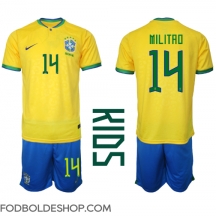 Brasilien Eder Militao #14 Hjemmebanetrøje Børn VM 2022 Kortærmet (+ Korte bukser)