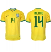 Brasilien Eder Militao #14 Hjemmebanetrøje VM 2022 Kortærmet