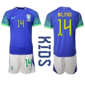 Brasilien Eder Militao #14 Udebanetrøje Børn VM 2022 Kortærmet (+ Korte bukser)