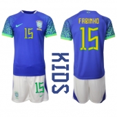 Brasilien Fabinho #15 Udebanetrøje Børn VM 2022 Kortærmet (+ Korte bukser)