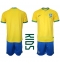 Brasilien Hjemmebanetrøje Børn VM 2022 Kortærmet (+ Korte bukser)