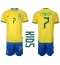 Brasilien Lucas Paqueta #7 Hjemmebanetrøje Børn VM 2022 Kortærmet (+ Korte bukser)