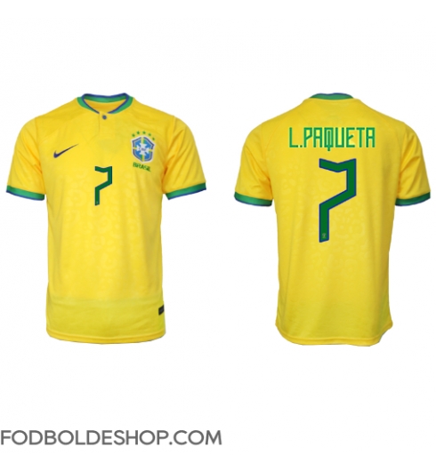 Brasilien Lucas Paqueta #7 Hjemmebanetrøje VM 2022 Kortærmet