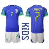 Brasilien Lucas Paqueta #7 Udebanetrøje Børn VM 2022 Kortærmet (+ Korte bukser)