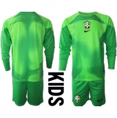 Brasilien Målmand Udebanetrøje Børn VM 2022 Langærmet (+ Korte bukser)