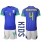 Brasilien Marquinhos #4 Udebanetrøje Børn VM 2022 Kortærmet (+ Korte bukser)