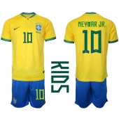 Brasilien Neymar Jr #10 Hjemmebanetrøje Børn VM 2022 Kortærmet (+ Korte bukser)