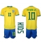 Brasilien Neymar Jr #10 Hjemmebanetrøje Børn VM 2022 Kortærmet (+ Korte bukser)