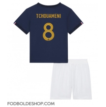 Frankrig Aurelien Tchouameni #8 Hjemmebanetrøje Børn VM 2022 Kortærmet (+ Korte bukser)