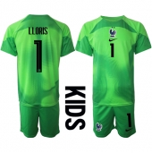 Frankrig Hugo Lloris #1 Målmand Udebanetrøje Børn VM 2022 Kortærmet (+ Korte bukser)