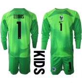 Frankrig Hugo Lloris #1 Målmand Udebanetrøje Børn VM 2022 Langærmet (+ Korte bukser)