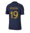 Frankrig Karim Benzema #19 Hjemmebanetrøje VM 2022 Kortærmet