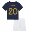 Frankrig Kingsley Coman #20 Hjemmebanetrøje Børn VM 2022 Kortærmet (+ Korte bukser)