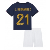 Frankrig Lucas Hernandez #21 Hjemmebanetrøje Børn VM 2022 Kortærmet (+ Korte bukser)