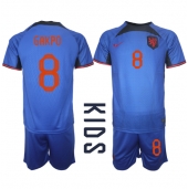Holland Cody Gakpo #8 Udebanetrøje Børn VM 2022 Kortærmet (+ Korte bukser)