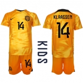 Holland Davy Klaassen #14 Hjemmebanetrøje Børn VM 2022 Kortærmet (+ Korte bukser)