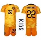 Holland Denzel Dumfries #22 Hjemmebanetrøje Børn VM 2022 Kortærmet (+ Korte bukser)