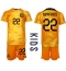 Holland Denzel Dumfries #22 Hjemmebanetrøje Børn VM 2022 Kortærmet (+ Korte bukser)