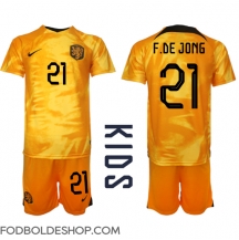 Holland Frenkie de Jong #21 Hjemmebanetrøje Børn VM 2022 Kortærmet (+ Korte bukser)