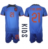 Holland Frenkie de Jong #21 Udebanetrøje Børn VM 2022 Kortærmet (+ Korte bukser)