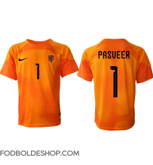 Holland Remko Pasveer #1 Målmand Udebanetrøje VM 2022 Kortærmet