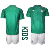 Mexico Hjemmebanetrøje Børn VM 2022 Kortærmet (+ Korte bukser)