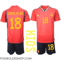Spanien Jordi Alba #18 Hjemmebanetrøje Børn VM 2022 Kortærmet (+ Korte bukser)